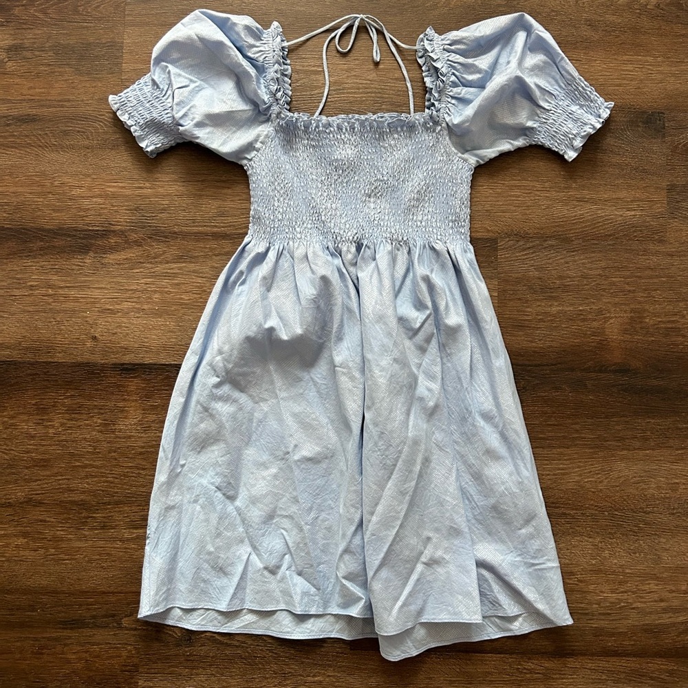 Hill House Athena Nap Dress - Light Blue Metallic (Size S)
